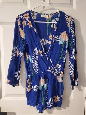 Ava Sky Blue Floral Romper XS